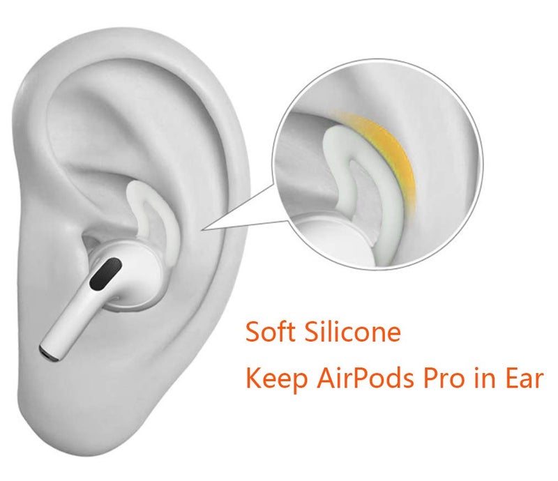 ALXCD Ear Hook Ear Tips Replacment for AirPods Pro, 1 Pair Over-Ear Soft TPU Ear Hook & 2 Pairs in-Ear Silicone Ear Tips in 1 Set [Anti Slip][Anti Lost], Fit for AirPods Pro (1+2S) White - Image 3
